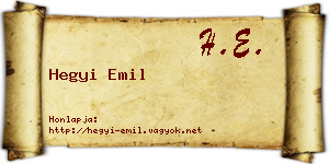 Hegyi Emil névjegykártya